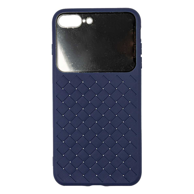 lost. Чехол для телефона. Силиконовый. Темно-синий. Плетеный с зеркалом. Apple Iphone 7/8 Plus.