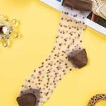 Носки женские длинные. Коричневый горох. Сетка. Тип34. Коричневый.