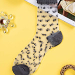 Носки женские длинные. Серый горох. Сетка. Тип34. Серый.