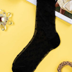 Носки женские длинные. Черный горох. Сетка. Тип34. Черный.