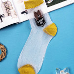 Носки женские длинные. Мишка Love Me. Сетка. Тип36. Горчичиный.