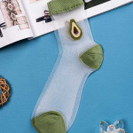 Носки женские длинные. Авокадо. Сетка. Тип36. Зеленый.