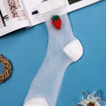 Носки женские длинные. Клубника. Сетка. Тип36. Белый.