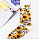 Носки женские длинные. Подсолнух. Сетка. Тип38. Микс.