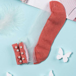 Носки женские короткие. Жемчуг. Сетка. Тип41. Коралловый.