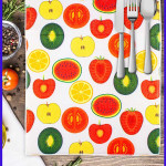 Коврик для сушки посуды. Фрукты. Белый.