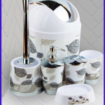 Набор для ванной комнаты. 6 предметов.  Листики.