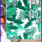 Коврик для сушки посуды. Джунгли. Белый / зеленый.