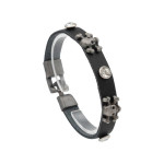 Браслет экокожа. Черный. Черепа. 6081